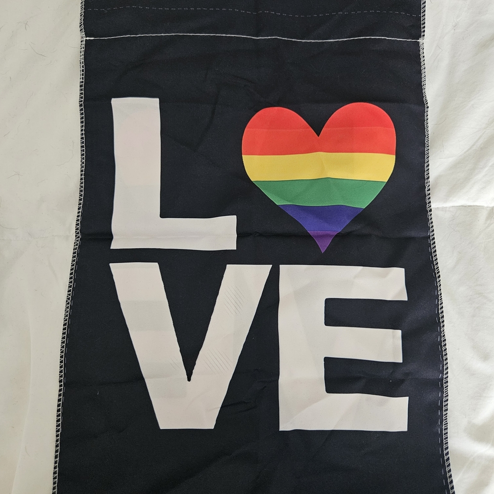 Black Love Flag with Rainbow Heart LGBT